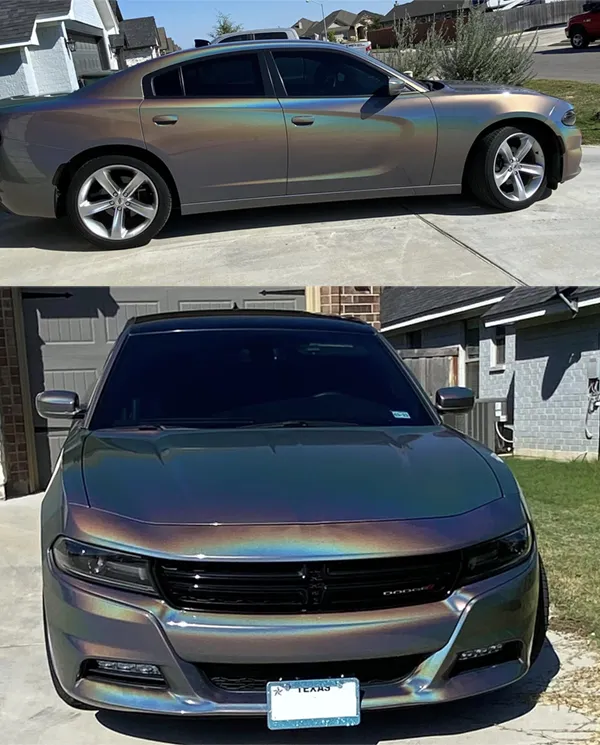 Customer vehicle detailed, wrapped, ceramic coating.